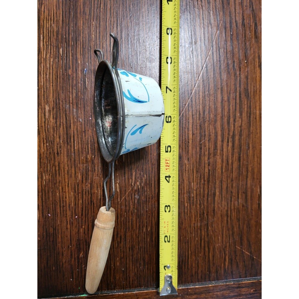 1950s Miracle Gem Handheld Mesh Tea Strainer Sifter Blue Floral Wood Handle - Picture 3 of 7